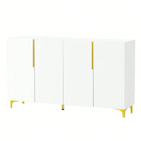 Glossy Finish Light Luxury Storage Cabinet, Adjustable, Suitable For Living Room, Study, Hallway