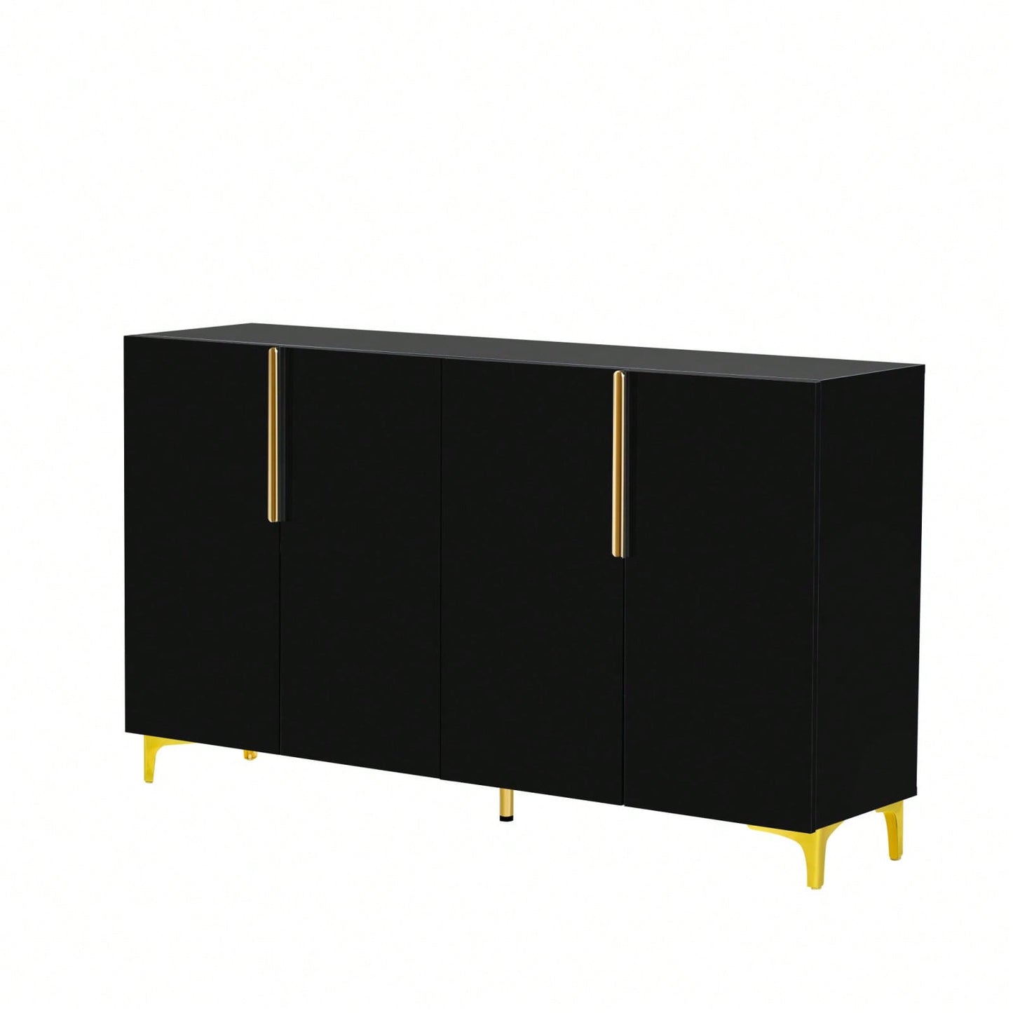 Glossy Finish Light Luxury Storage Cabinet, Adjustable, Suitable For Living Room, Study, Hallway