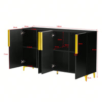 Glossy Finish Light Luxury Storage Cabinet, Adjustable, Suitable For Living Room, Study, Hallway