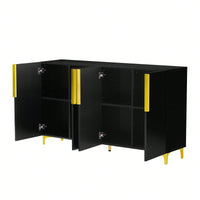 Glossy Finish Light Luxury Storage Cabinet, Adjustable, Suitable For Living Room, Study, Hallway