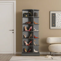 360 Rotating Shoe Organizer, 6 Tier Shoe Cabinet Holds Up To 24 Pairs, Space Saving Spinning Shoe Rack For Closet, Entryway, Bedroom