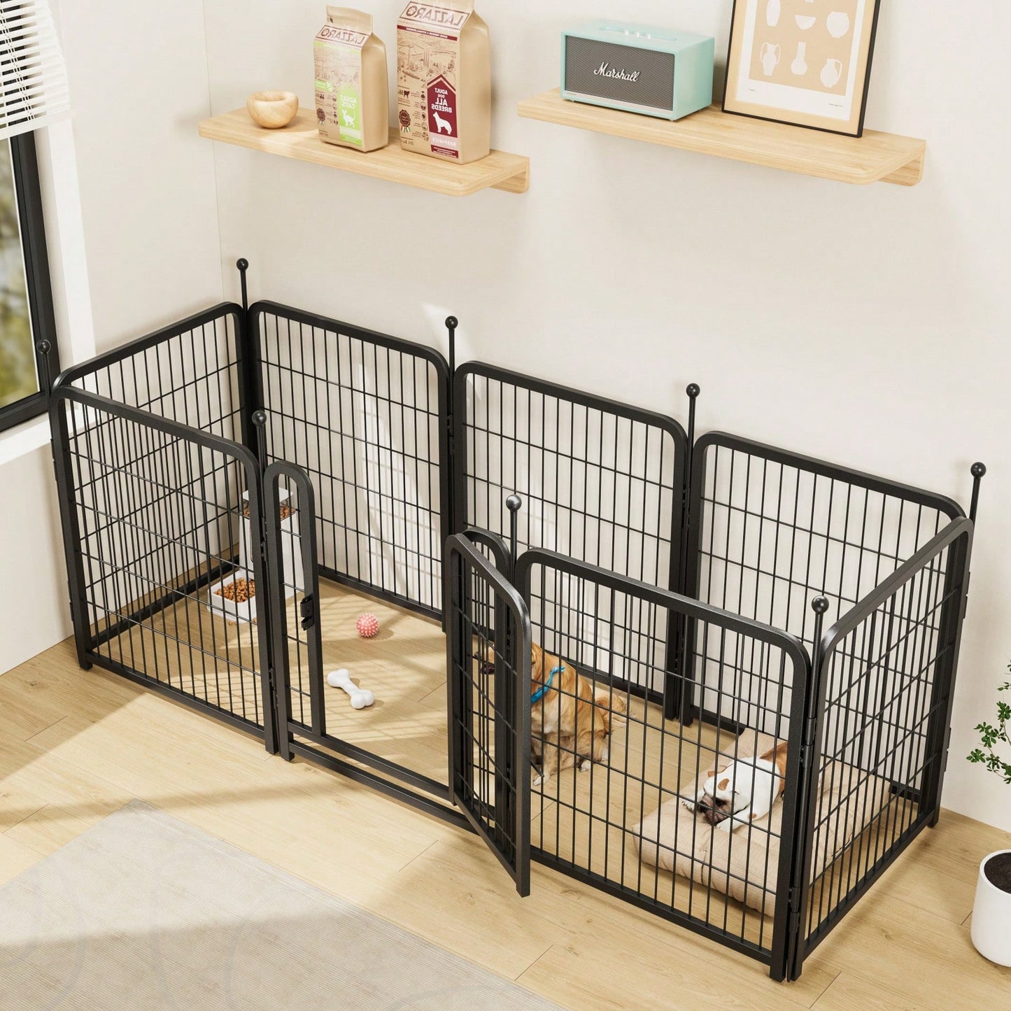 Heavy Duty Foldable Metal Dog Playpen 32 Inch Tall Indoor Outdoor Pet Exercise Pen for All Dog Sizes Rust Resistant Easy Assembly