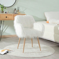Faux Fur Upholstered Make Up Chair Side Dining Chair With Metal Leg