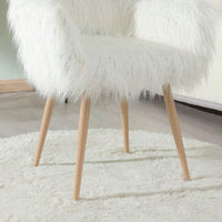 Faux Fur Upholstered Make Up Chair Side Dining Chair With Metal Leg