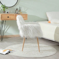 Faux Fur Upholstered Make Up Chair Side Dining Chair With Metal Leg