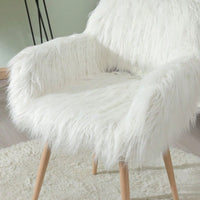 Faux Fur Upholstered Make Up Chair Side Dining Chair With Metal Leg