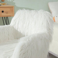 Faux Fur Upholstered Make Up Chair Side Dining Chair With Metal Leg