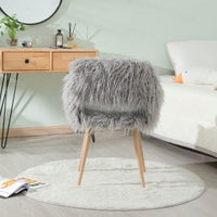 Faux Fur Upholstered Make Up Chair Side Dining Chair With Metal Leg