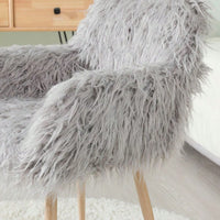 Faux Fur Upholstered Make Up Chair Side Dining Chair With Metal Leg