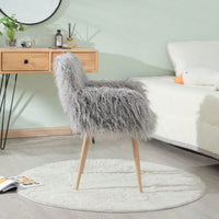 Faux Fur Upholstered Make Up Chair Side Dining Chair With Metal Leg