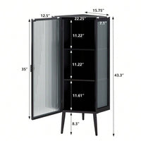 22 Inch Corner Floor Cabinet with Glass Doors 3-Tier Storage for Bathroom Living Room Bedroom Space-Saving Easy Assembly