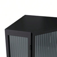 22 Inch Corner Floor Cabinet with Glass Doors 3-Tier Storage for Bathroom Living Room Bedroom Space-Saving Easy Assembly