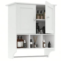 Ample Storage Bathroom Cabinet With Towel Bar