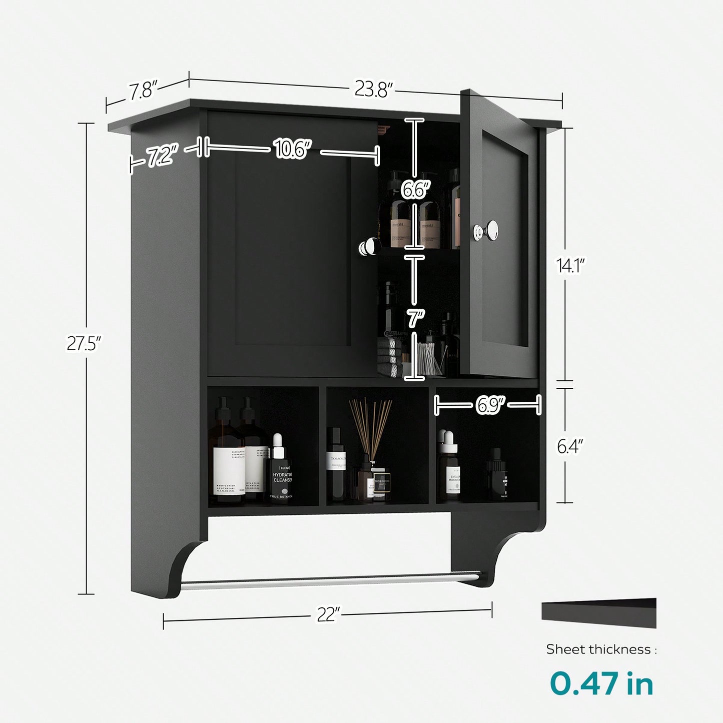 Ample Storage Bathroom Cabinet With Towel Bar