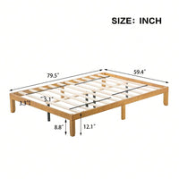 Queen Size Platform Bed Frame With Wood Slat Support (No Box Spring Needed) - Solid Wood Construction, 650lbs Weight Capacity, Easy Assembly