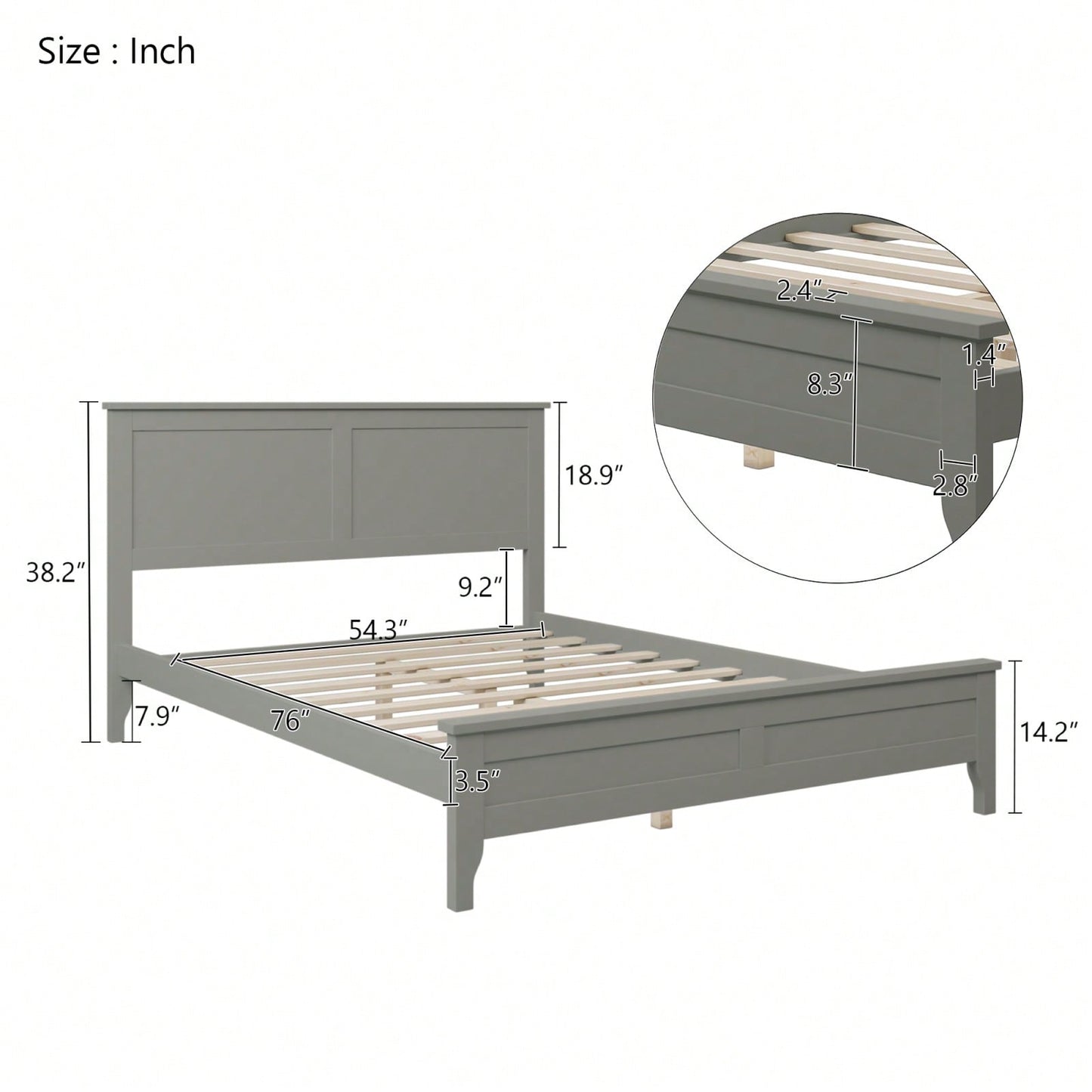 Modern  Solid Wood Full Platform Bed