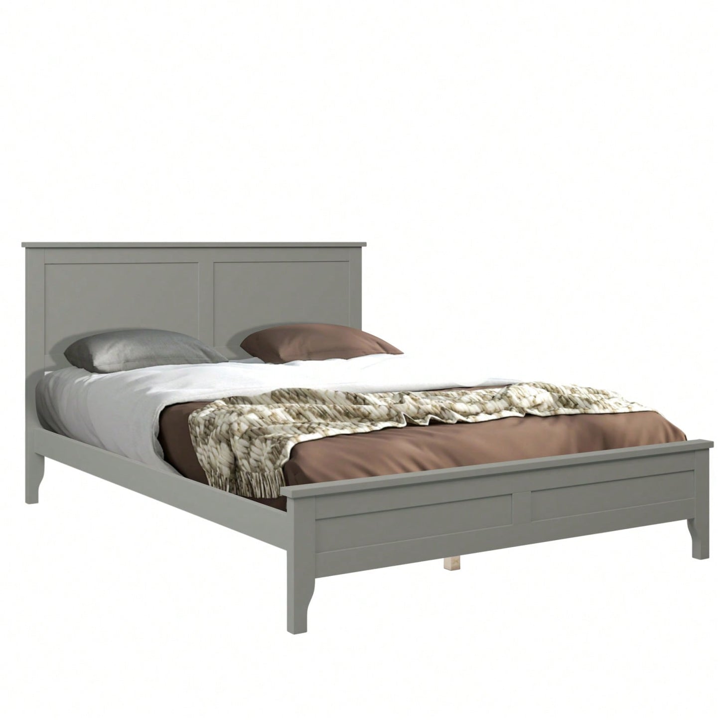Modern  Solid Wood Full Platform Bed