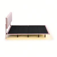 Queen Size Upholstered Platform Bed With Sensor Light And Headboard, Floating Velvet Platform Bed