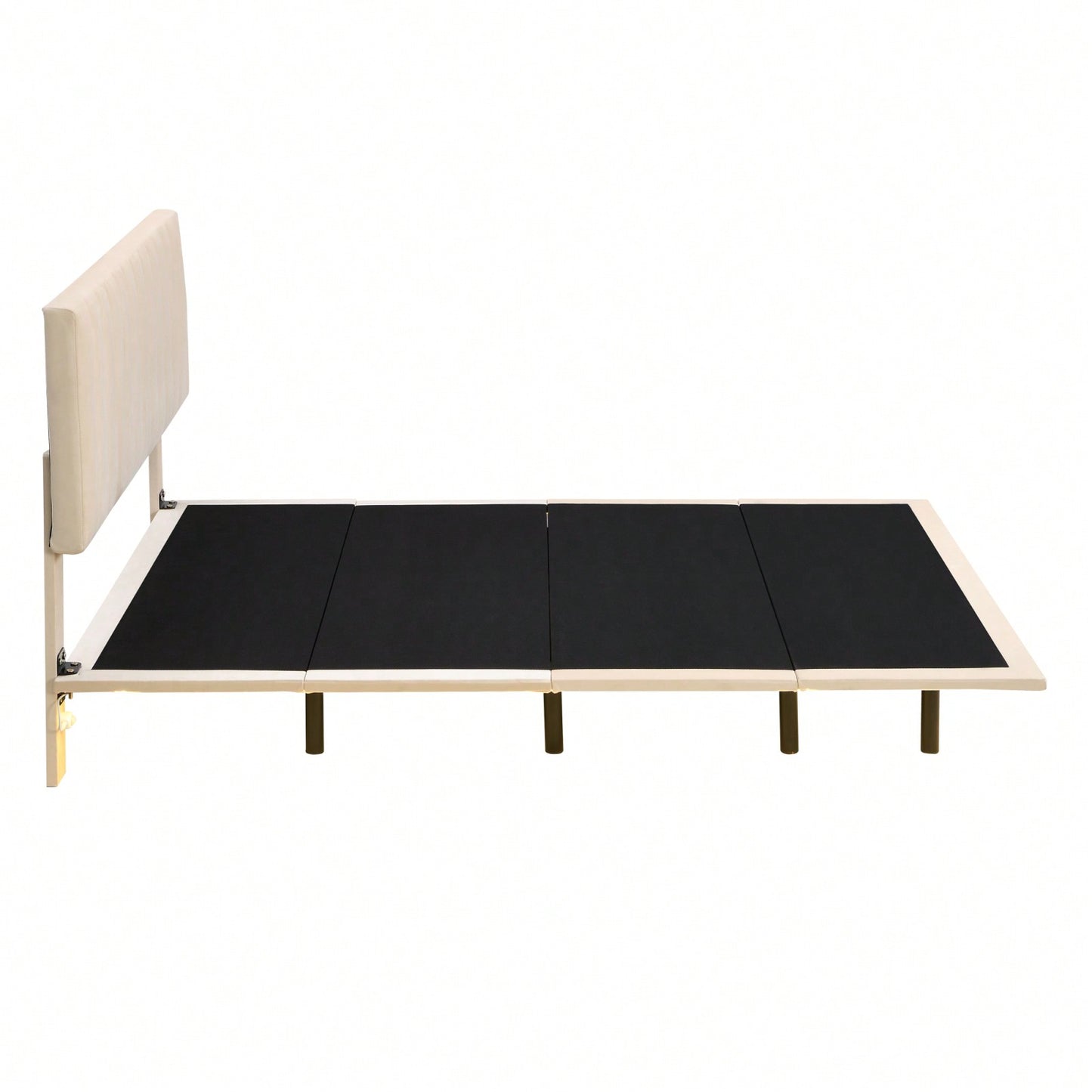 Queen Size Upholstered Platform Bed With Sensor Light And Headboard, Floating Velvet Platform Bed