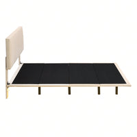 Queen Size Upholstered Platform Bed With Sensor Light And Headboard, Floating Velvet Platform Bed