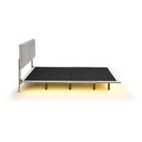 Queen Size Upholstered Platform Bed With Sensor Light And Headboard, Floating Velvet Platform Bed