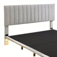 Queen Size Upholstered Platform Bed With Sensor Light And Headboard, Floating Velvet Platform Bed