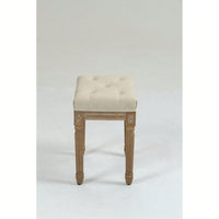 Square Upholstered Rustic Ottoman Bench, Small Padded Bench, Vanity Stools For Bedroom
