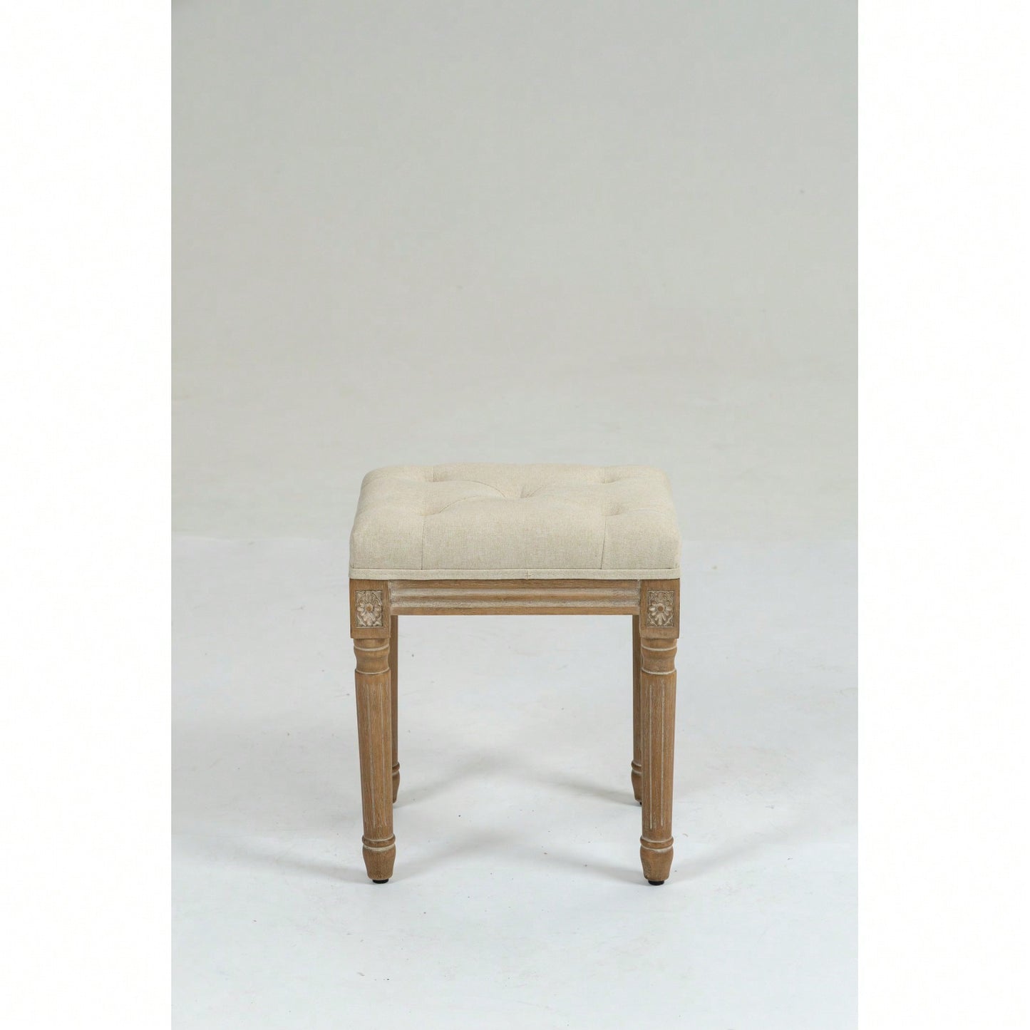 Square Upholstered Rustic Ottoman Bench, Small Padded Bench, Vanity Stools For Bedroom