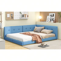 Upholstered Full Size Platform Bed With USB Ports And LED Belt