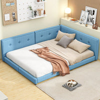 Upholstered Full Size Platform Bed With USB Ports And LED Belt