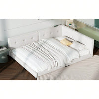 Upholstered Full Size Platform Bed With USB Ports And LED Belt