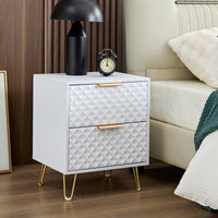 2-Drawer Night Stand Bed Side Table With Metal Legs, 20" Tall