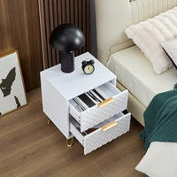 2-Drawer Night Stand Bed Side Table With Metal Legs, 20" Tall