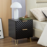 2-Drawer Night Stand Bed Side Table With Metal Legs, 20" Tall