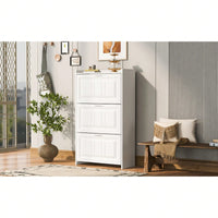 3 Flip Drawer Shoe Storage Cabinet With Apron Design, Modern Shoe Organizer Cabinet For Entryway, Hallway, Living Room