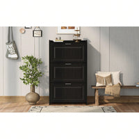 3 Flip Drawer Shoe Storage Cabinet With Apron Design, Modern Shoe Organizer Cabinet For Entryway, Hallway, Living Room