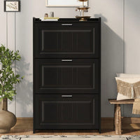 3 Flip Drawer Shoe Storage Cabinet With Apron Design, Modern Shoe Organizer Cabinet For Entryway, Hallway, Living Room