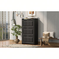 3 Flip Drawer Shoe Storage Cabinet With Apron Design, Modern Shoe Organizer Cabinet For Entryway, Hallway, Living Room