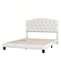 Upholstered Platform Bed With Saddle Curved Headboard And Diamond Tufted Details