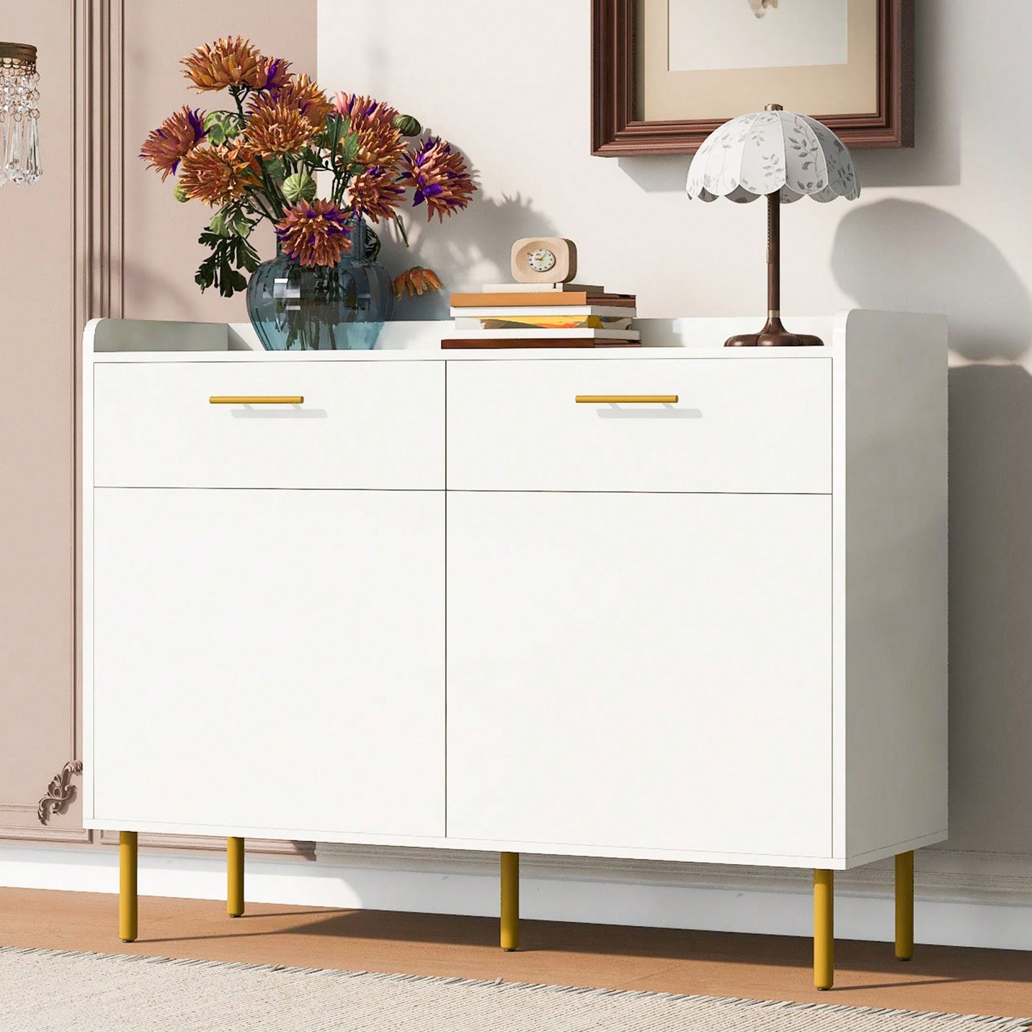 Stylish Modern Storage Cabinet with Drawers and Doors for Living Room or Study Durable MDF Construction Easy Assembly