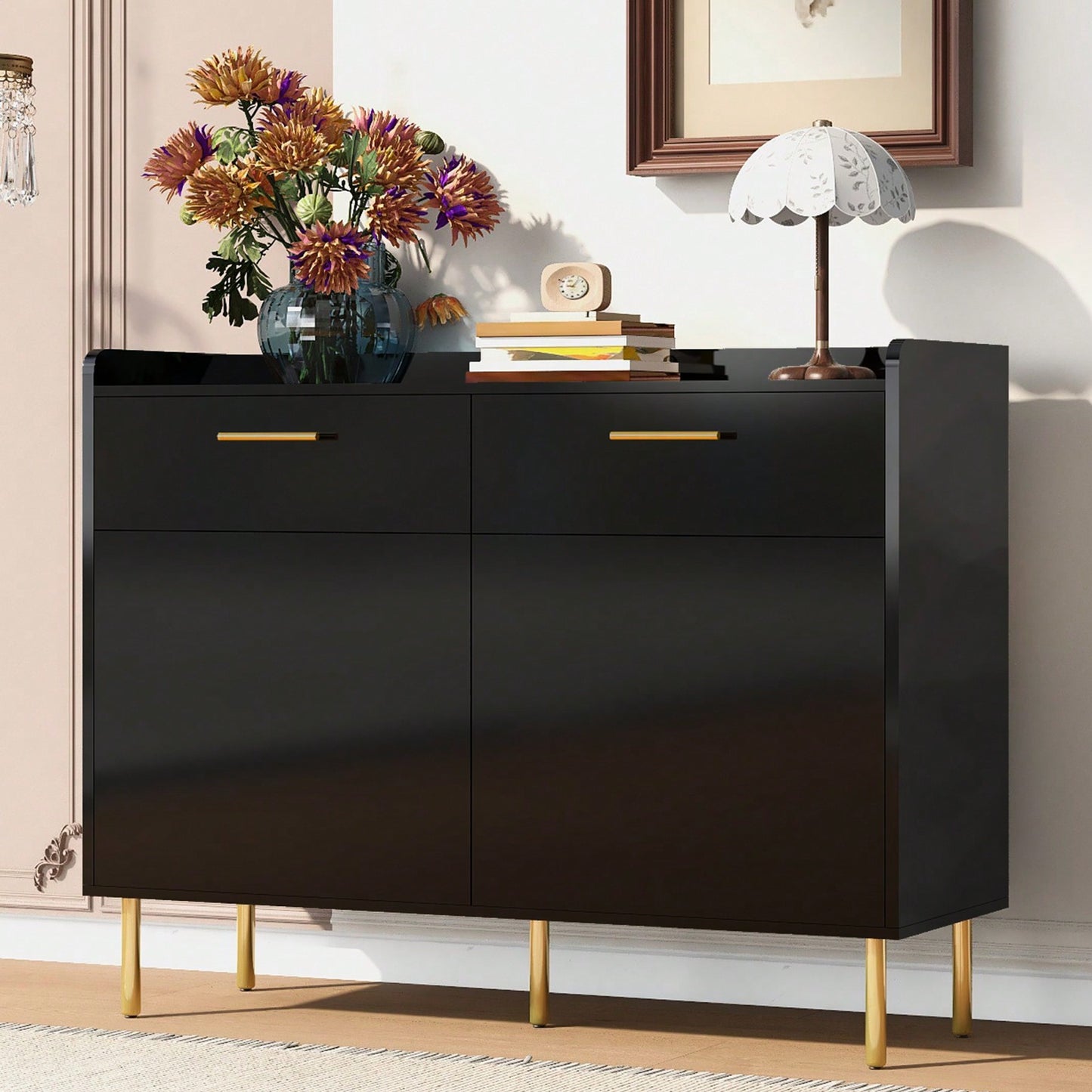 Stylish Modern Storage Cabinet with Drawers and Doors for Living Room or Study Durable MDF Construction Easy Assembly