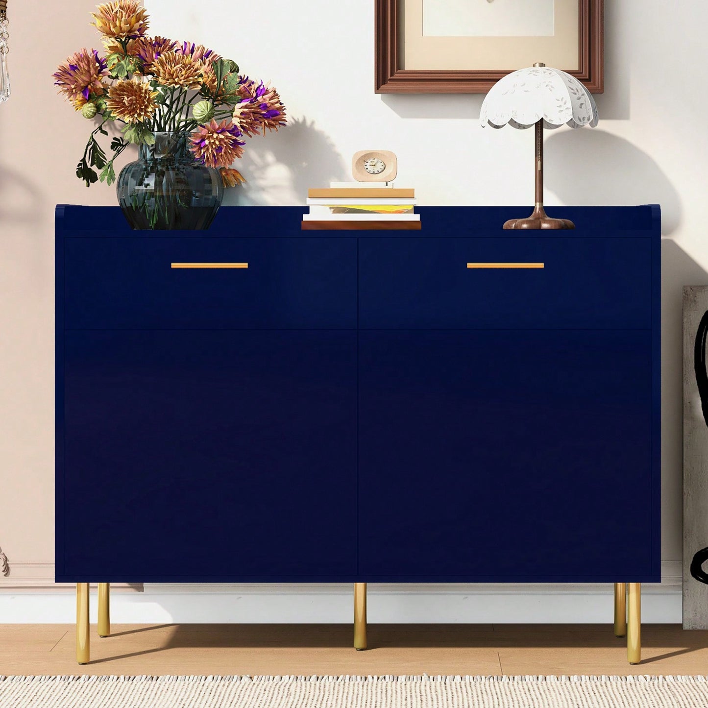 Stylish Modern Storage Cabinet with Drawers and Doors for Living Room or Study Durable MDF Construction Easy Assembly