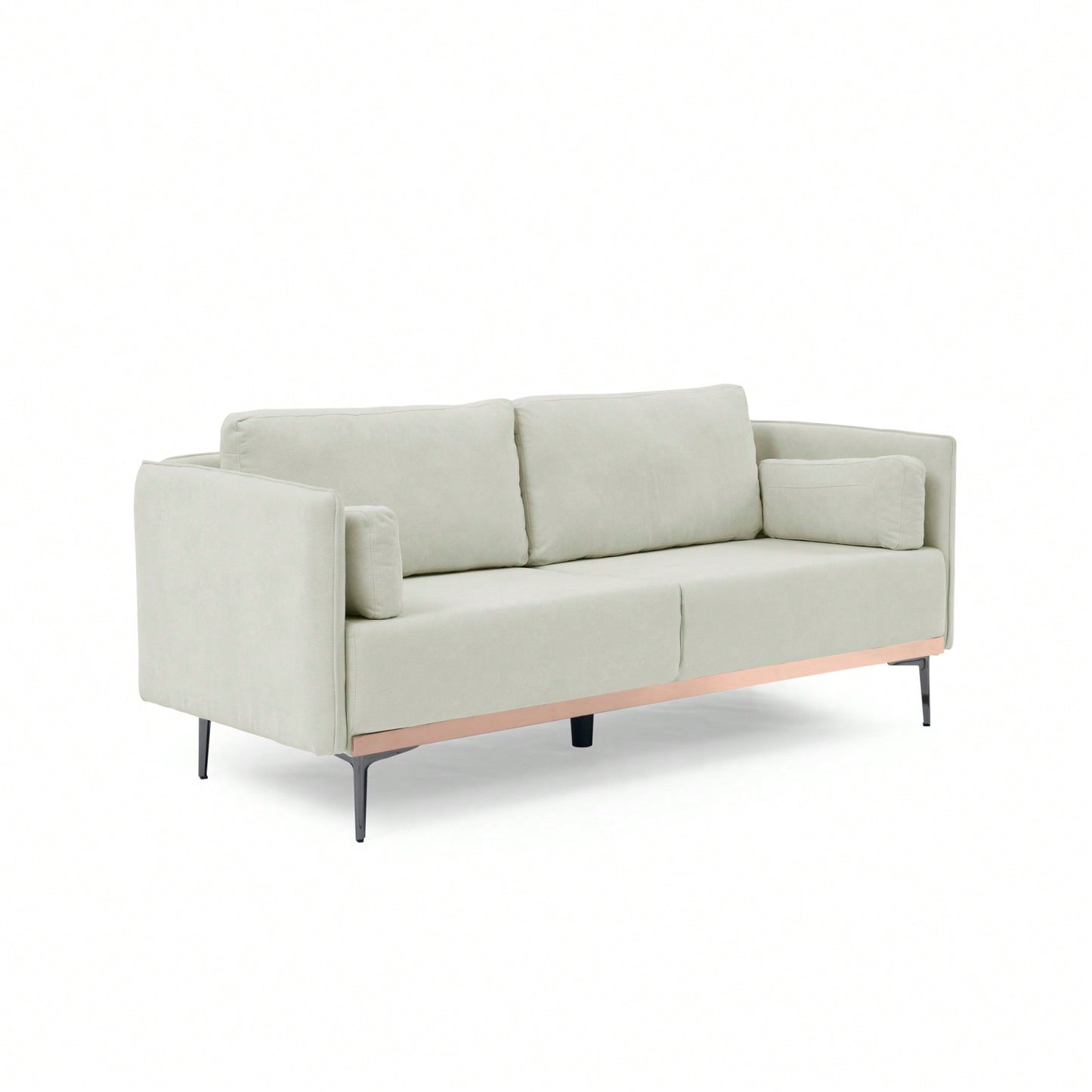 3-Seat Sofa With Stainless Steel Trim And Metal Legs For Living Room