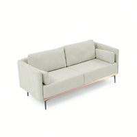 3-Seat Sofa With Stainless Steel Trim And Metal Legs For Living Room