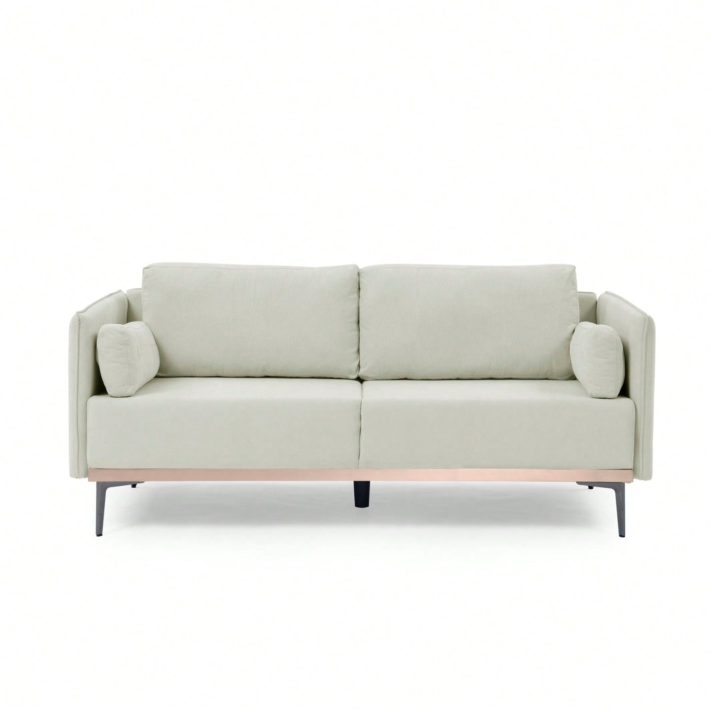 3-Seat Sofa With Stainless Steel Trim And Metal Legs For Living Room