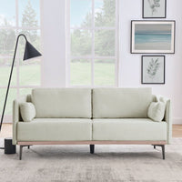 3-Seat Sofa With Stainless Steel Trim And Metal Legs For Living Room