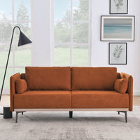 3-Seat Sofa With Stainless Steel Trim And Metal Legs For Living Room