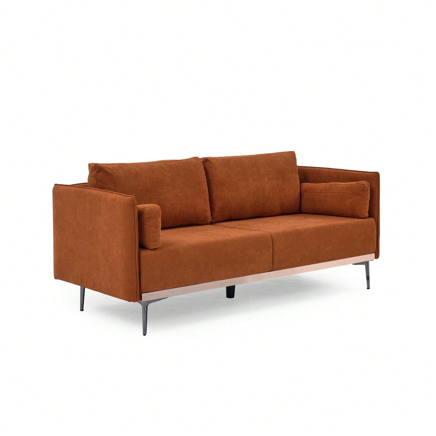 3-Seat Sofa With Stainless Steel Trim And Metal Legs For Living Room