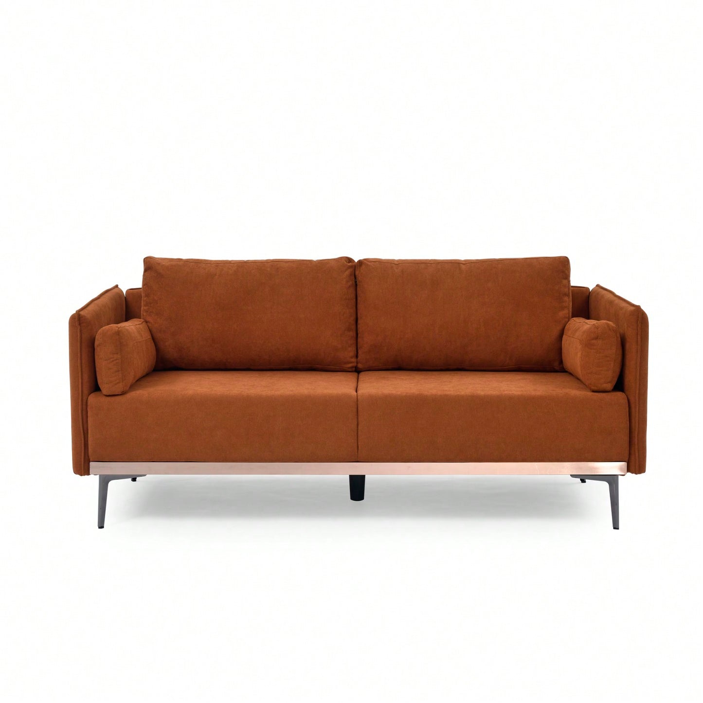 3-Seat Sofa With Stainless Steel Trim And Metal Legs For Living Room