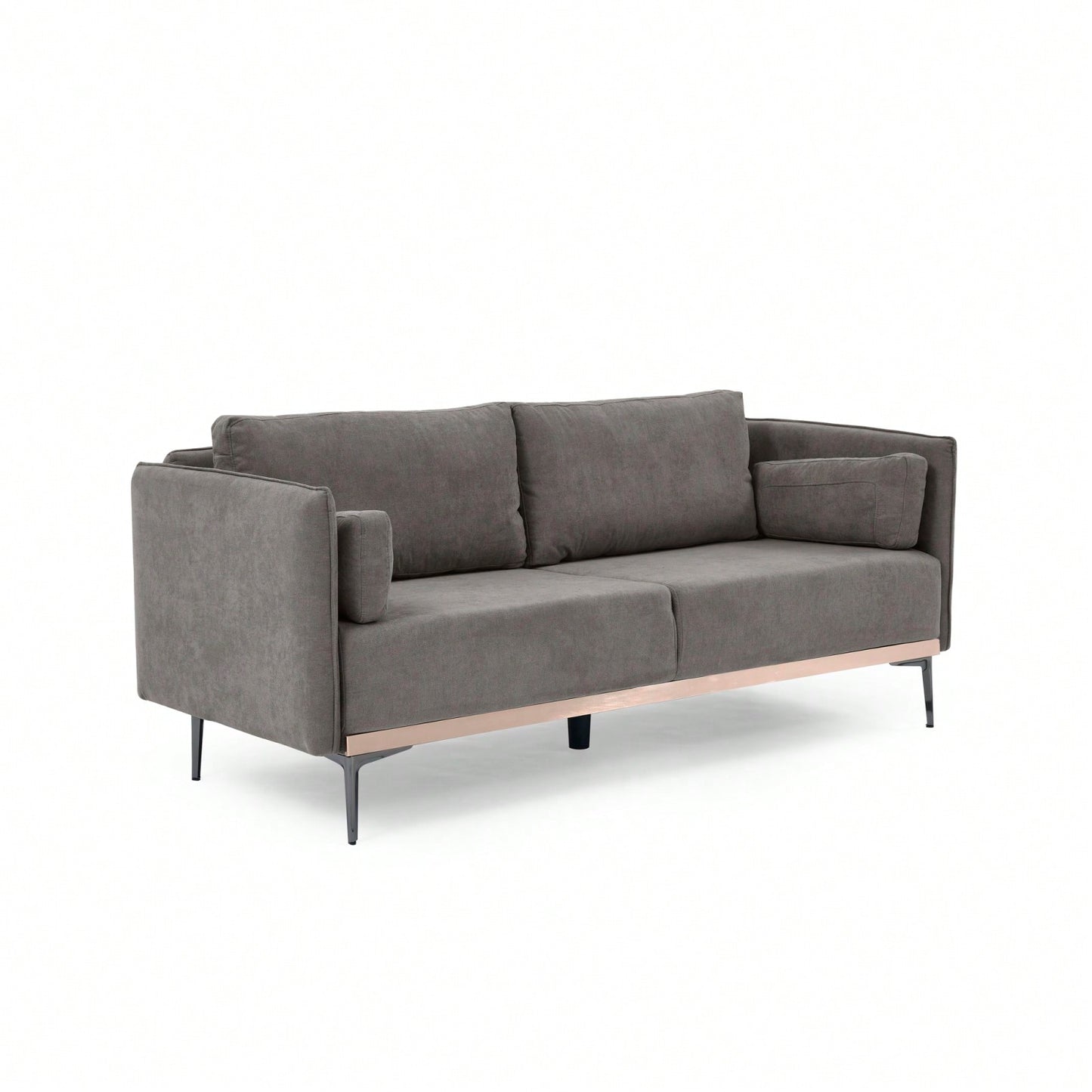 3-Seat Sofa With Stainless Steel Trim And Metal Legs For Living Room